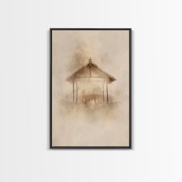 Holy Light Haven – Framed Canvas Print – Christian Art Canvas – Christian Christmas Decor – Jesus Painting – Christmas Art – Subtle Christi