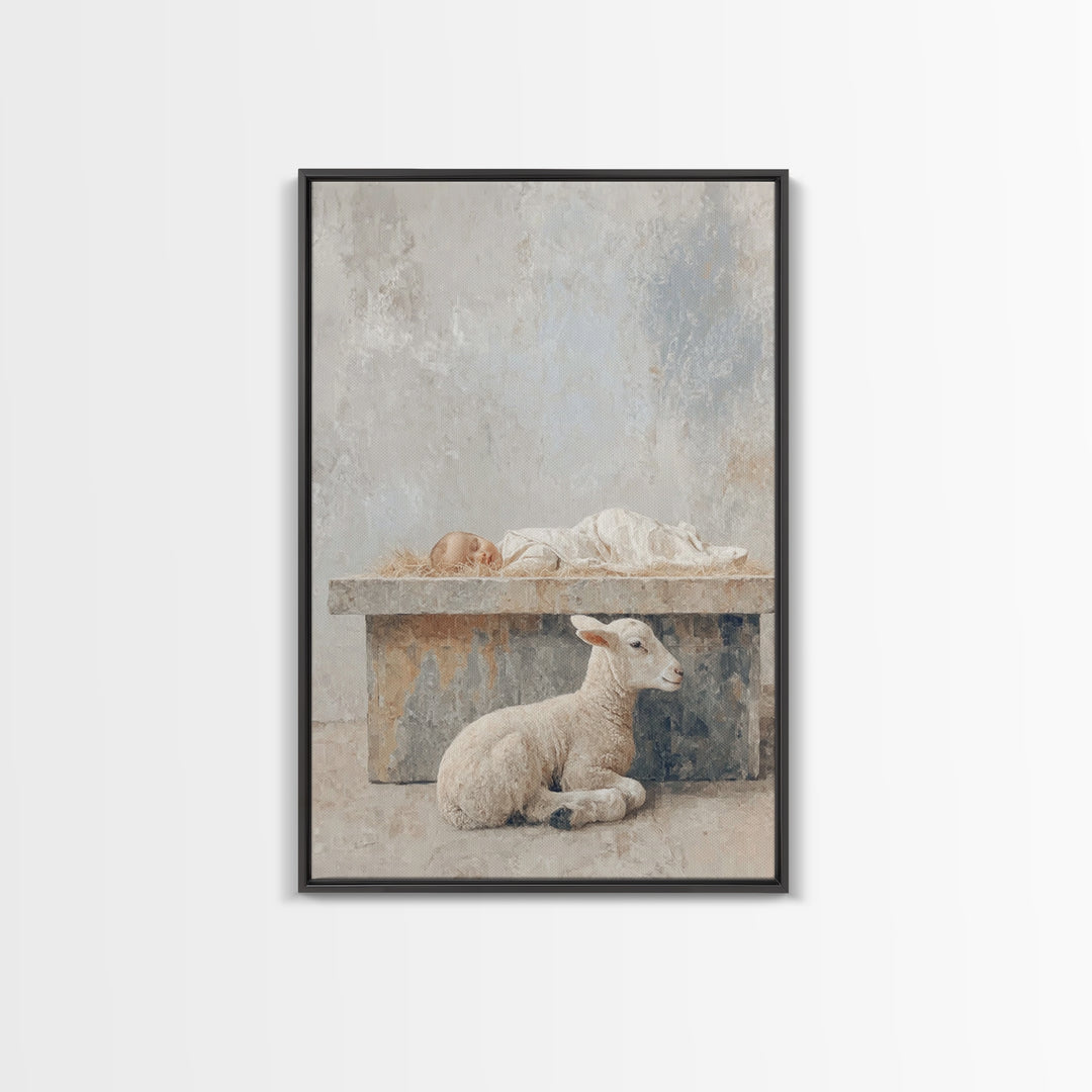 Manger Quiet Hope – Framed Canvas Print – Christian Wall Art – Christian Christmas Art – Christian Art Canvas – Subtle Christian Art – Jesu