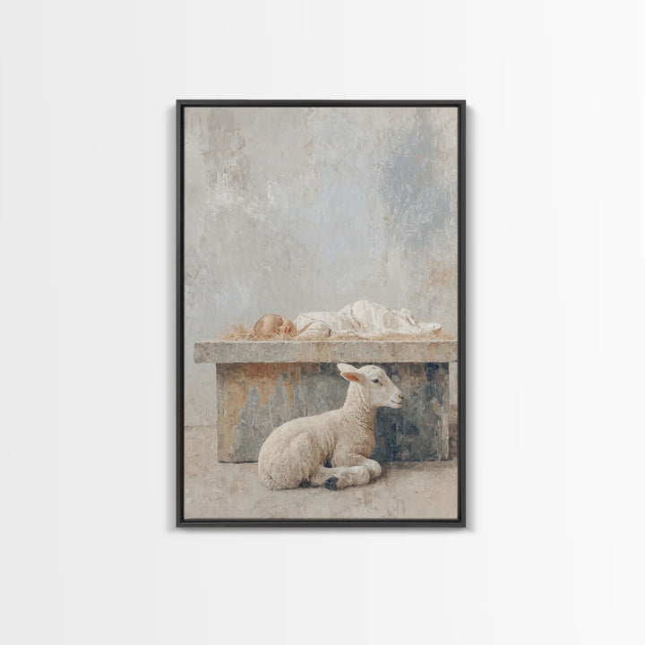 Manger Quiet Hope – Framed Canvas Print – Christian Wall Art – Christian Christmas Art – Christian Art Canvas – Subtle Christian Art – Jesu