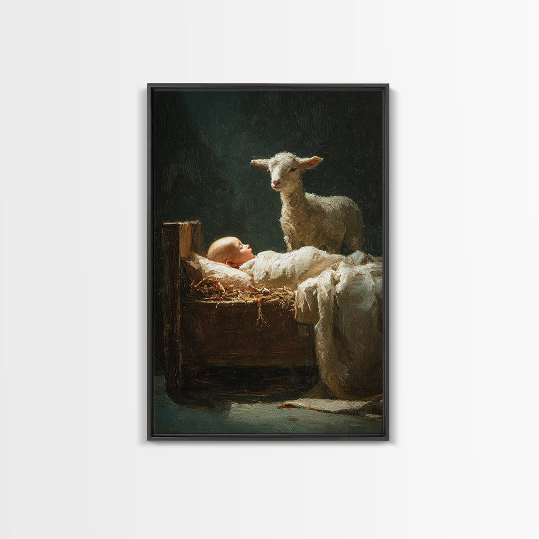 Gentle Watch Grace – Framed Canvas Print – Christian Art Canvas – Modern Christian Painting – Christian Wall Art – Jesus Christmas Art – Ch