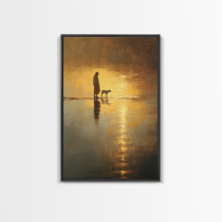 Golden Quiet Valley – Framed Canvas Print – Christian Art Canvas – Moody Christian Art – Jesus Painting – Christian Wall Art – Christian De