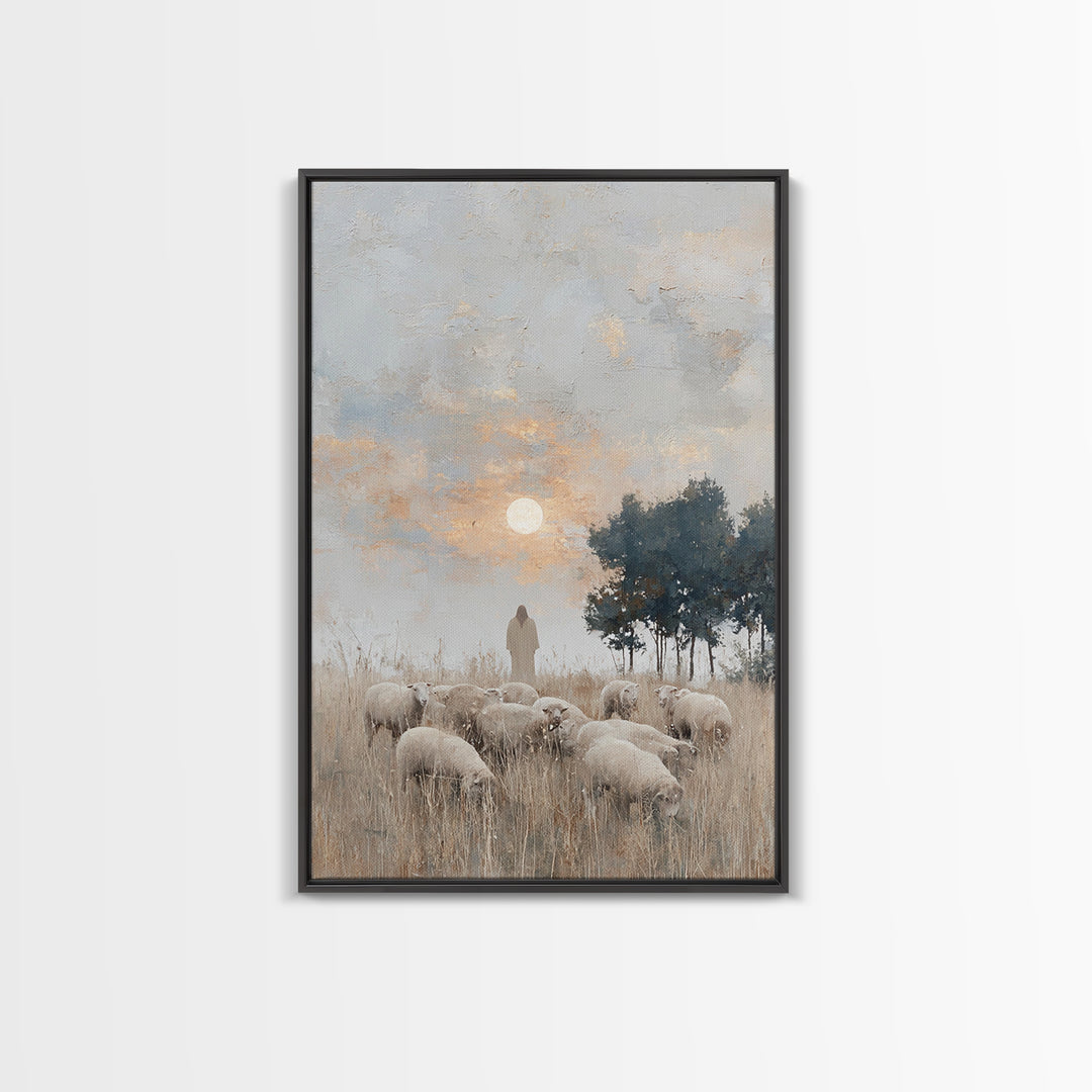 Pasture Of Mercy – Framed Canvas Print – Christian Art Print – Christian Wall Art – Jesus Painting – Christian Art Canvas – Christian Chris