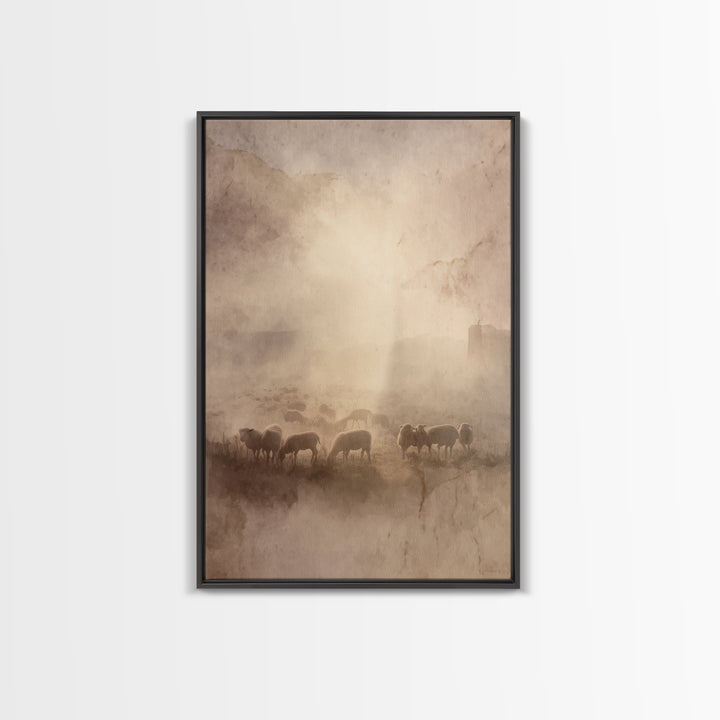 Morning Flock Rising – Framed Canvas Print – Christian Art Canvas – Subtle Christian Art – Christian Wall Art – Jesus Painting – Christian