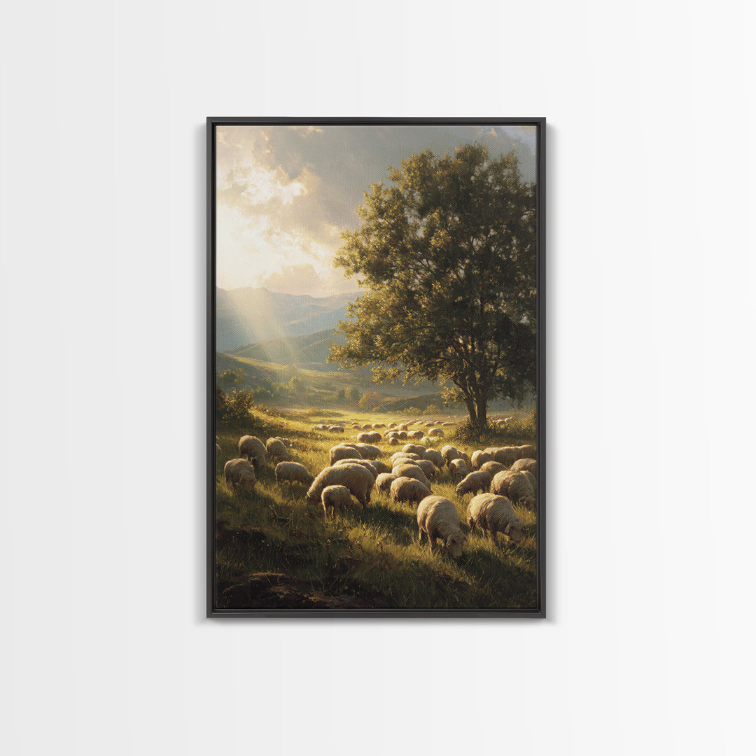 Dawn Of The Shepherds – Framed Canvas Print – Christian Wall Art – Christian Art Canvas – Christian Christmas Art – Pastoral Scenery – Chri