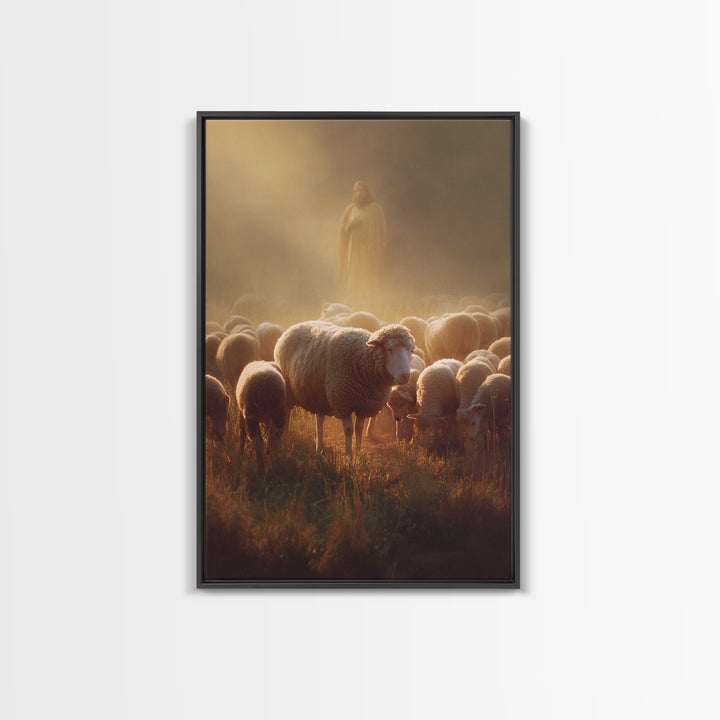 Shepherd’s Watchlight – Framed Canvas Print – Jesus Painting – Christian Art Canvas – Christian Christmas Art – Moody Christian Art – Chris