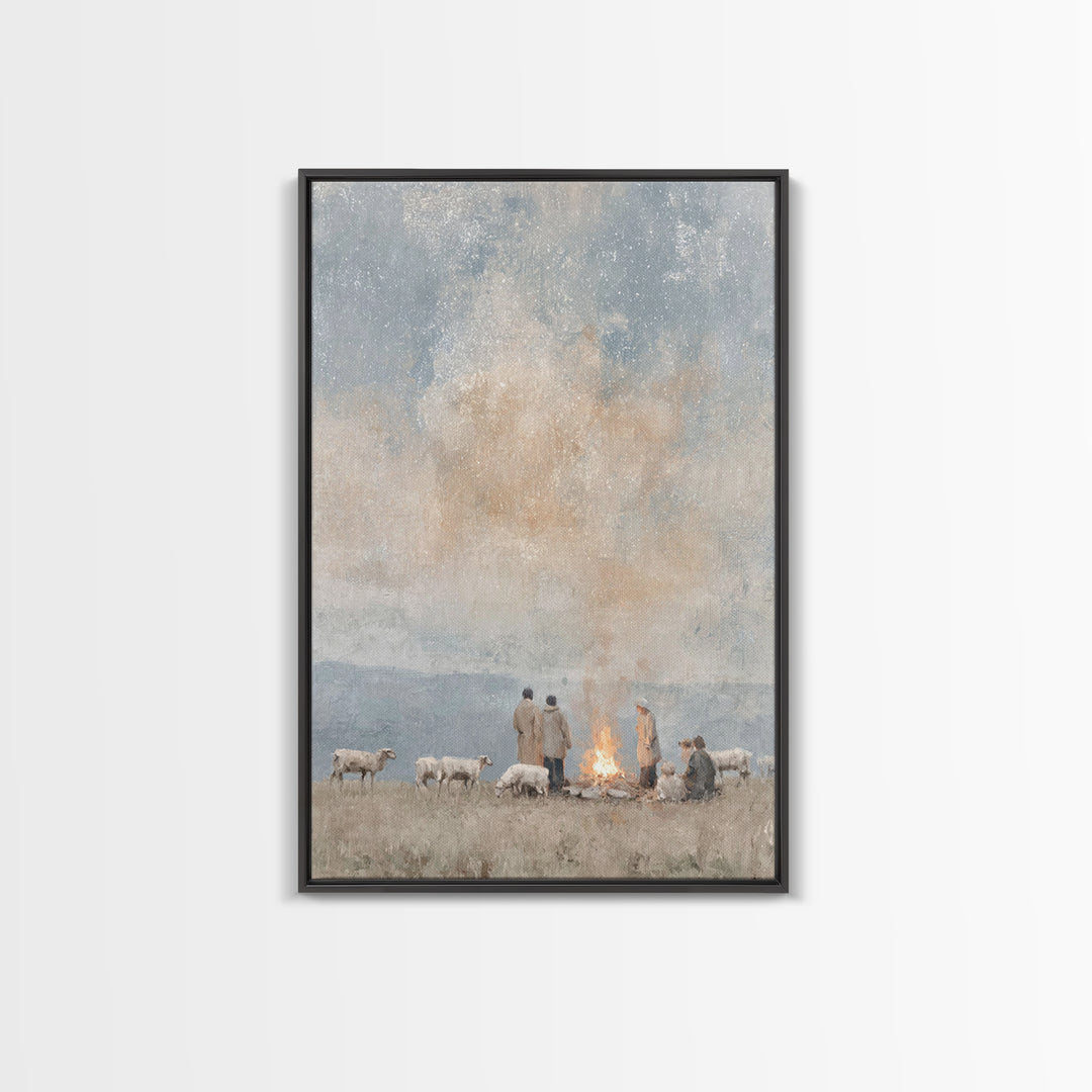 Still Night Vigil – Framed Canvas Print – Christian Art Canvas – Subtle Christian Art – Christian Painting – Christmas Art – Christian Wall