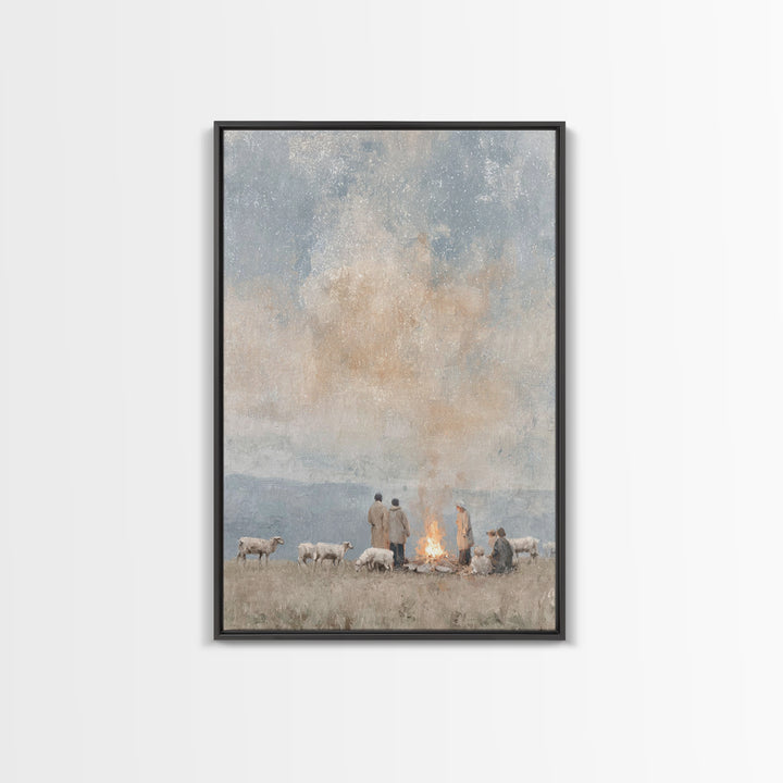 Still Night Vigil – Framed Canvas Print – Christian Art Canvas – Subtle Christian Art – Christian Painting – Christmas Art – Christian Wall