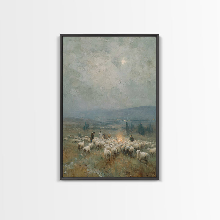 Bethlehem Horizon Star – Framed Canvas Print – Christian Wall Art – Christian Christmas Art – Christian Art Canvas – Pastoral Scenery – Chr