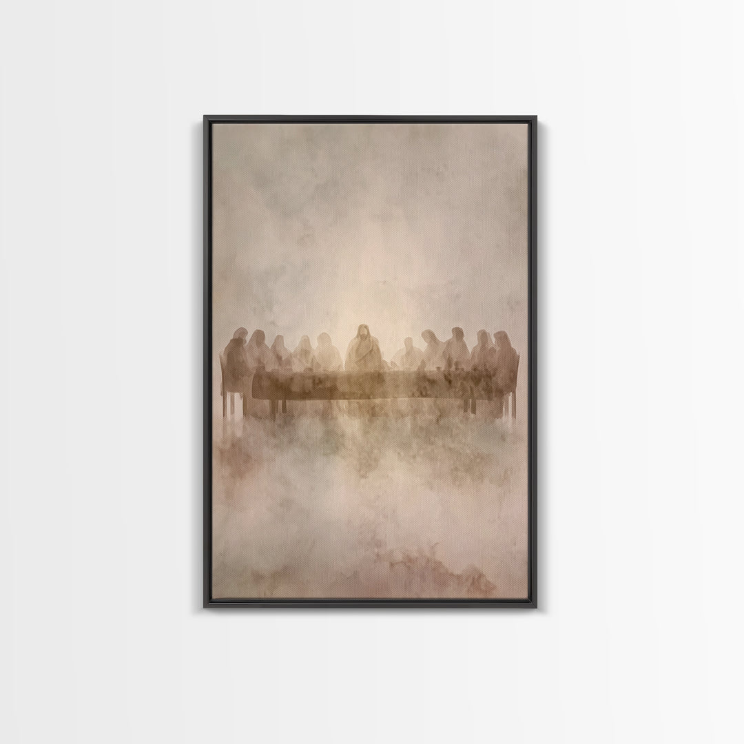 Table Of Twelve – Framed Canvas Print – Christian Art Canvas – Christian Wall Art – Jesus Painting – Minimalist Christian Art – Christian C