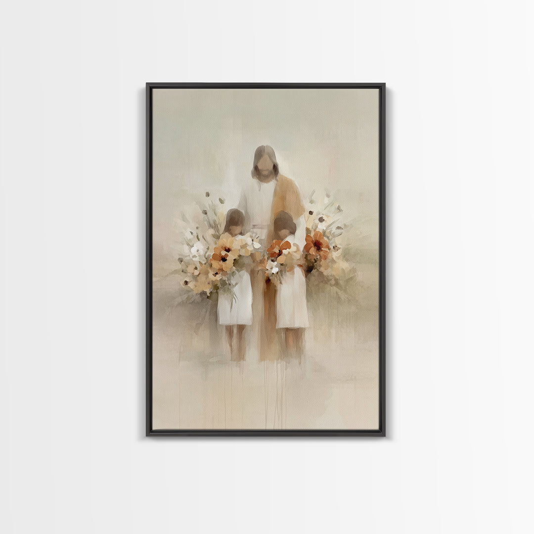 Garden Of Blessing | Framed Canvas Print | Christian Art Canvas | Jesus Art Print | Minimalist Christian Art | Christian Wall Art | Christi