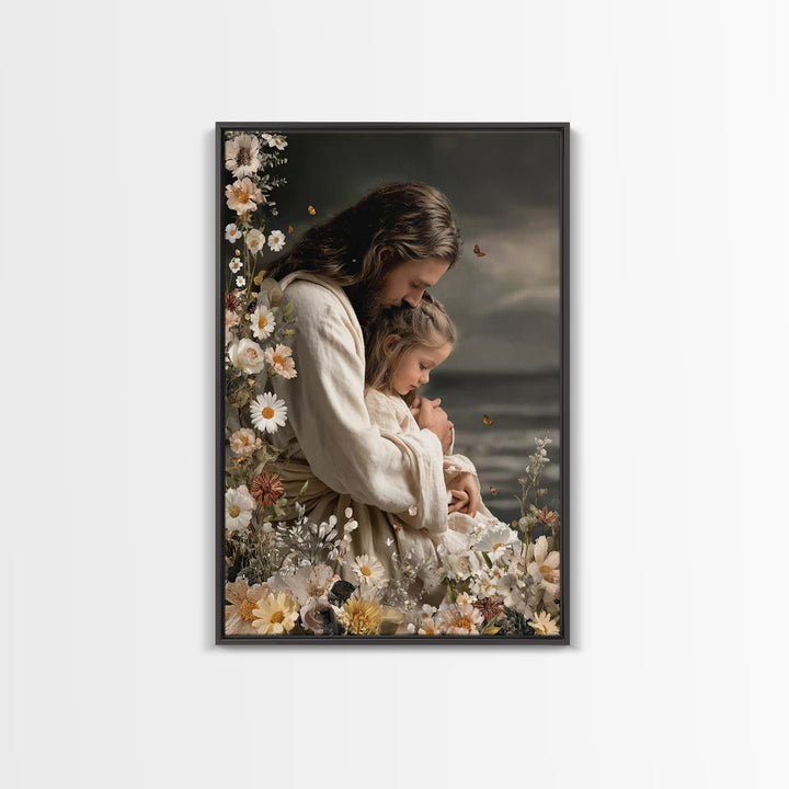 Gentle Comfort – Framed Canvas Print – Jesus Painting – Christian Wall Art – Christian Art Canvas – Subtle Christian Art – Christian Gift I