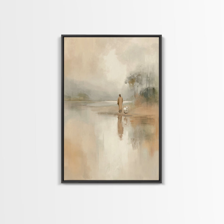 Quiet Shepherd Path – Framed Canvas Print – Christian Wall Art – Christian Art Canvas – Jesus Painting – Subtle Christian Art – Christmas A