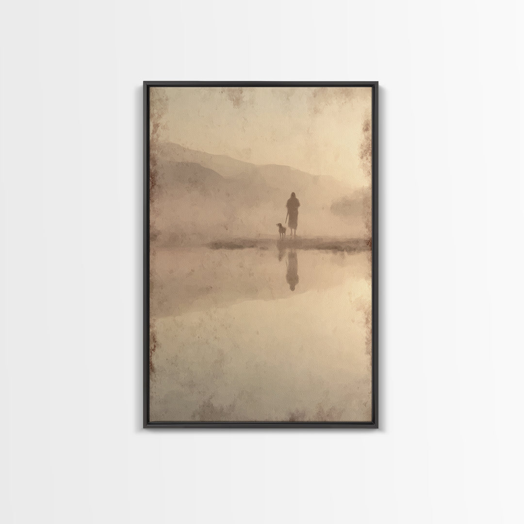 Peaceful Flock Light – Framed Canvas Print – Christian Art Canvas – Jesus Painting – Christian Wall Art – Vintage Christian Art – Christian