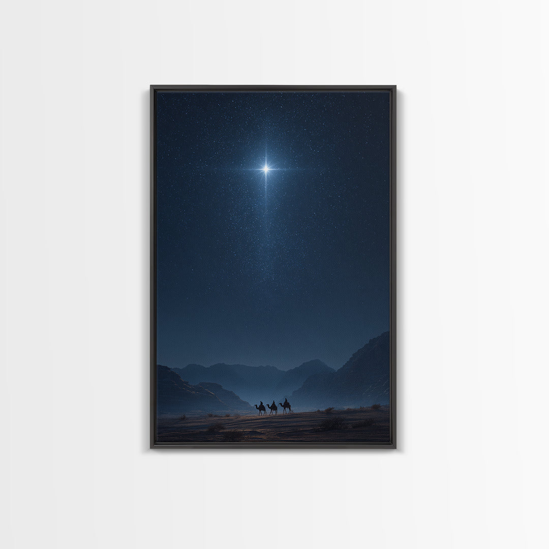Night Of The Star, Framed Canvas Print, Christmas Art, Christian Wall Art, Christian Art Canvas, Modern Christian Art, Christian Christmas