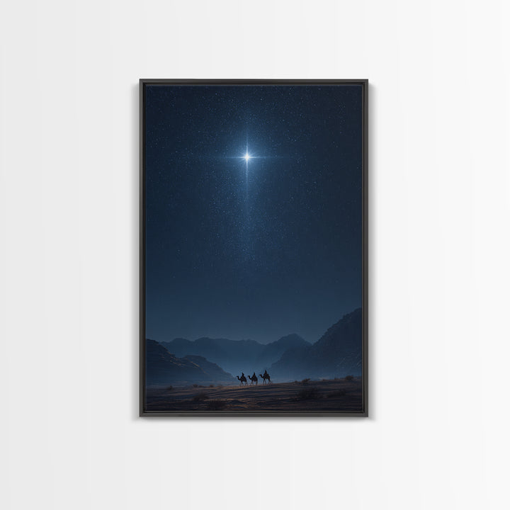 Night Of The Star, Framed Canvas Print, Christmas Art, Christian Wall Art, Christian Art Canvas, Modern Christian Art, Christian Christmas