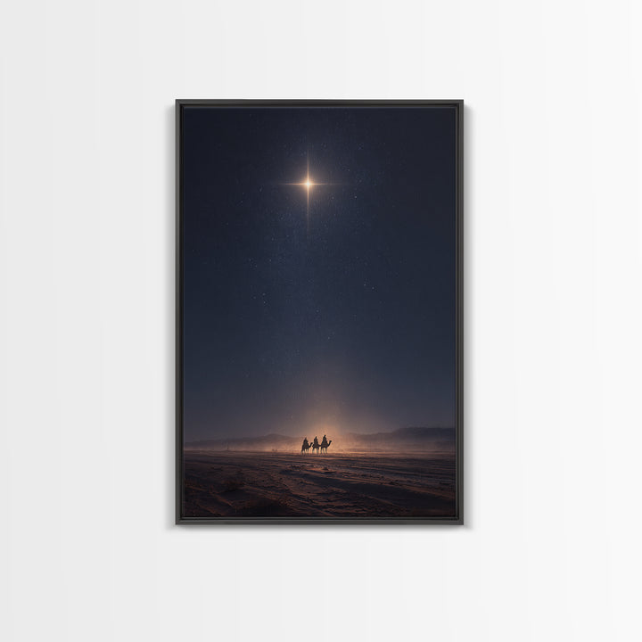 Bethlehem Night Glow – Framed Canvas Print – Christmas Art – Christian Art Canvas – Christian Wall Art – Modern Christian Art – Christian C