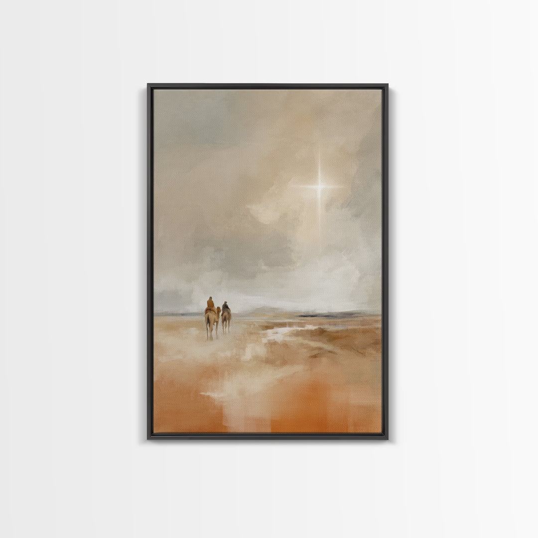 Desert Star Path, Framed Canvas Print, Christian Art Canvas, Christmas Art, Christian Wall Art, Minimalist Christian Art, Christian Christm