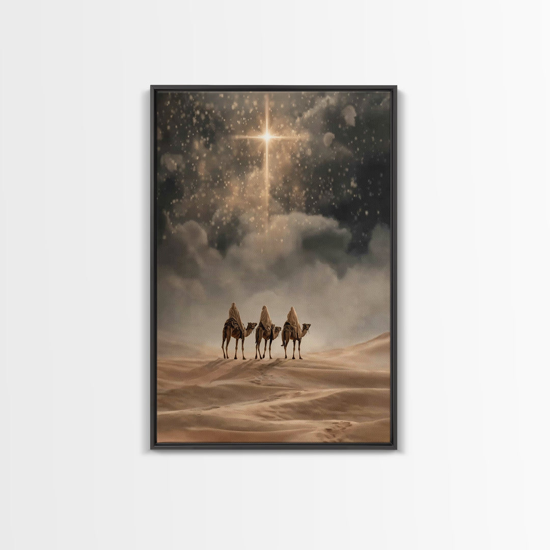 Three Gifts Journey | Framed Canvas Print | Christmas Art | Christian Art Canvas | Christian Wall Art | Vintage Christmas Art | Christian C