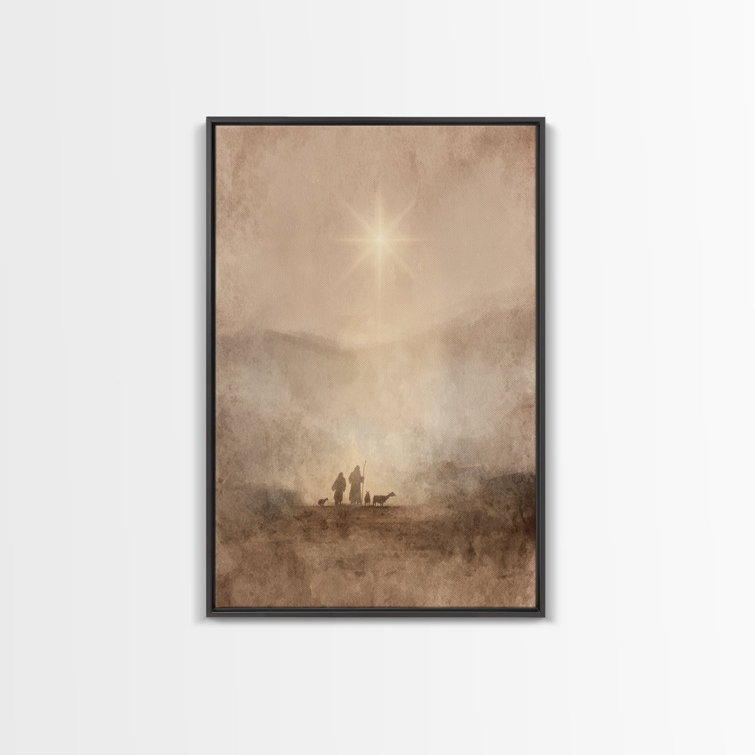 Desert Star Rise – Framed Canvas Print – Christian Christmas Art – Christmas Art Prints – Christian Art Canvas – Christian Wall Art
