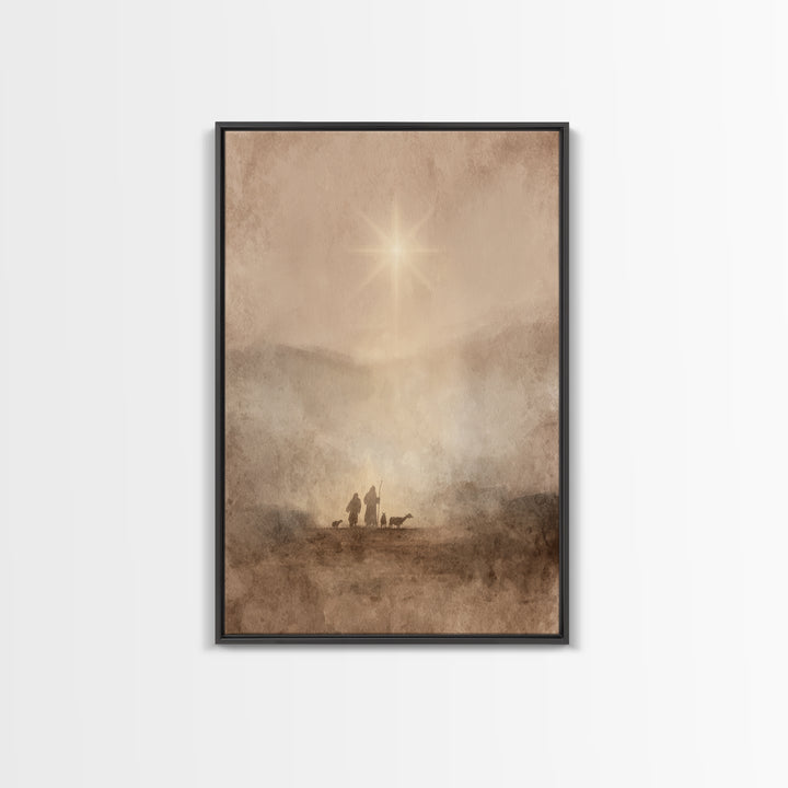 Desert Star Rise – Framed Canvas Print – Christian Christmas Art – Christmas Art Prints – Christian Art Canvas – Christian Wall Art