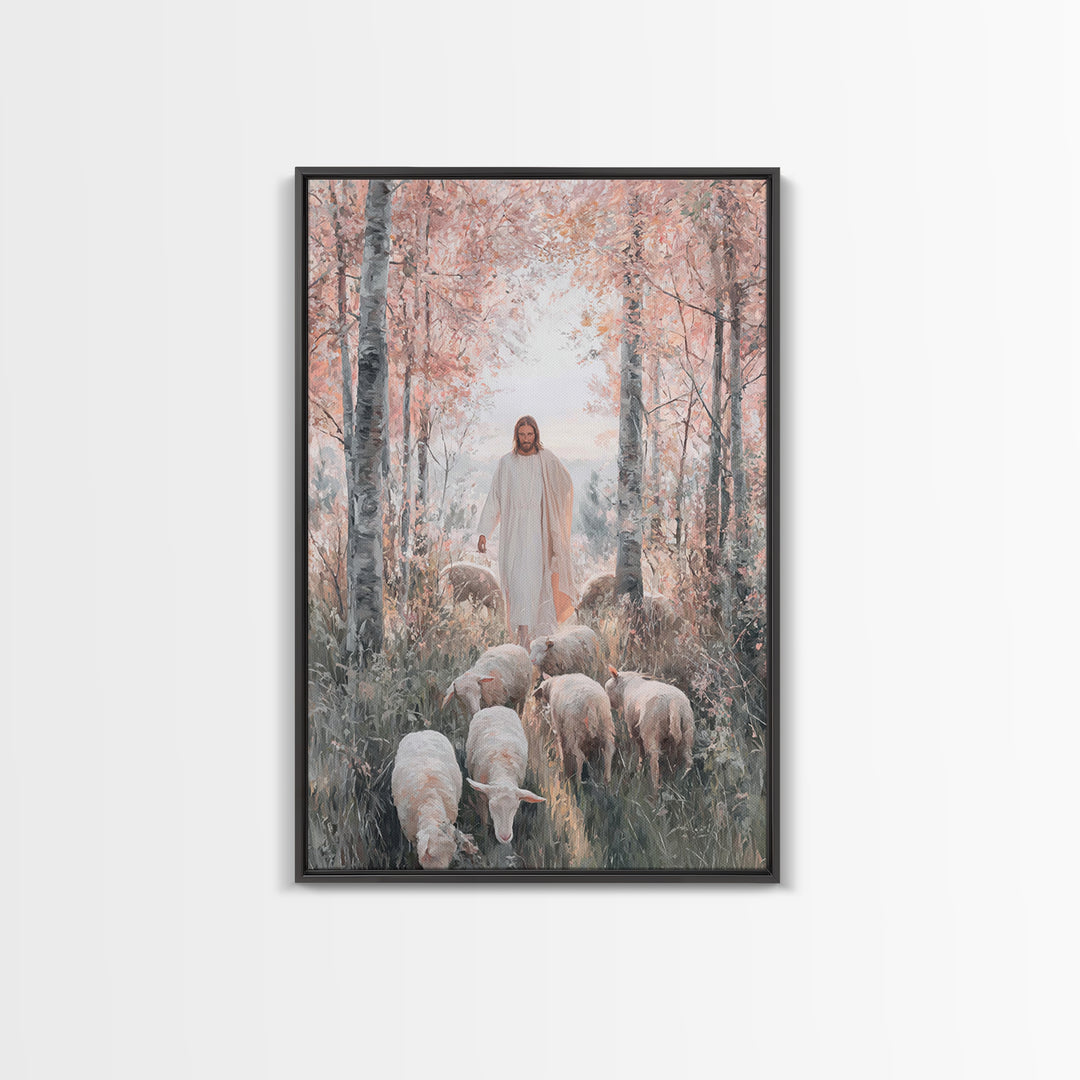 Autumn Grace Walk – Framed Canvas Print – Christian Art Canvas – Jesus Painting – Christian Wall Art – Christian Christmas Art – Modern Chr