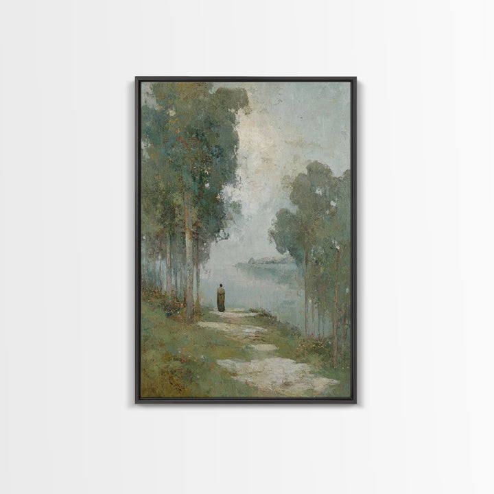 Quiet Pilgrim Way – Framed Canvas Print – Christian Art Canvas – Christian Wall Art – Vintage Christian Art – Christmas Wall Art – Christia