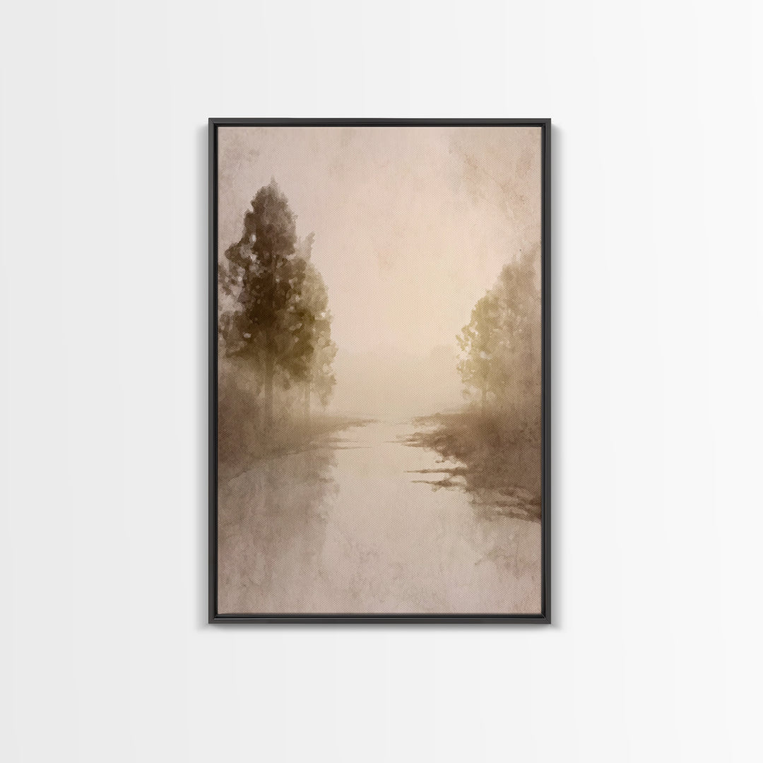 Misty River Hope – Framed Canvas Print – Christian Art Canvas – Christian Wall Art – Subtle Christian Art – Christmas Art – Christian Decor