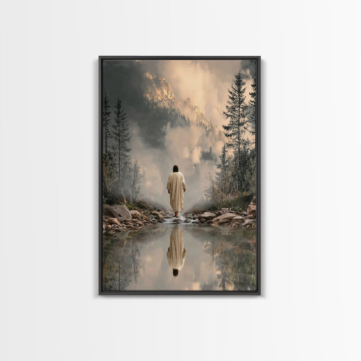 Mountain Refuge | Framed Canvas Print | Christian Art Canvas | Jesus Painting | Christian Decor For Home | Large Christian Art | Christmas
