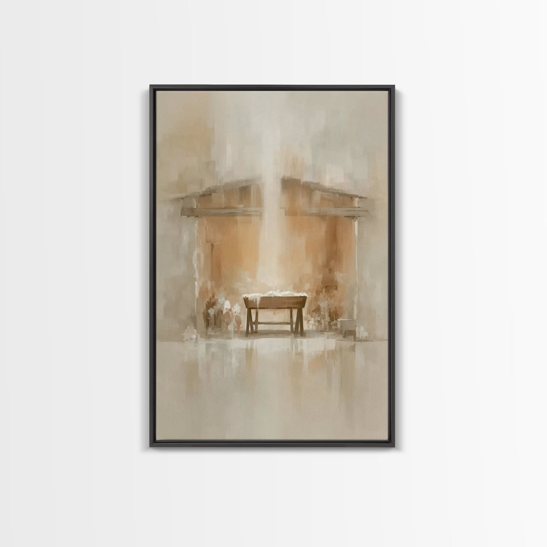 Holy Manger Light | Framed Canvas Print | Christian Art Canvas | Christmas Wall Art | Christian Christmas Art | Subtle Christian Art | Chri