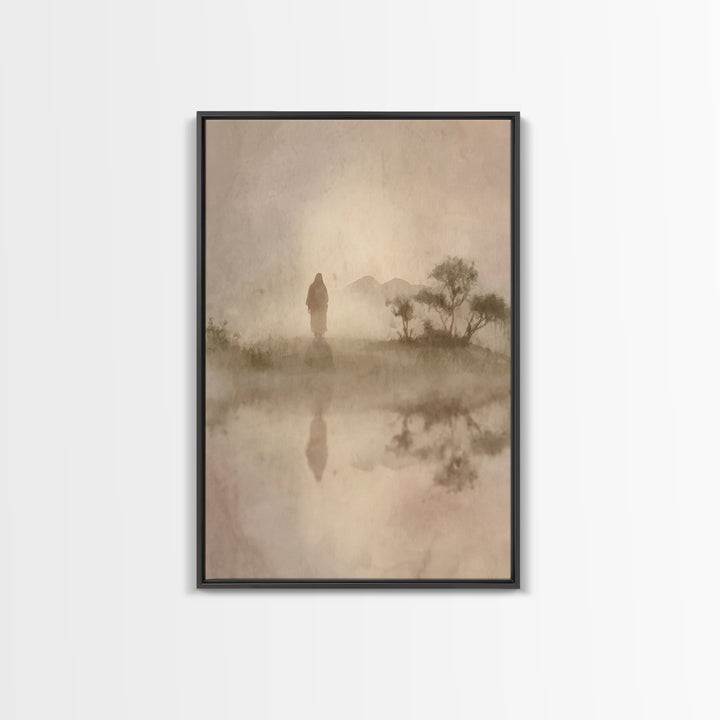 Desert Halo – Framed Canvas Print – Christian Art – Christian Wall Art – Jesus Painting – Christian Christmas Decorations – Modern Christia