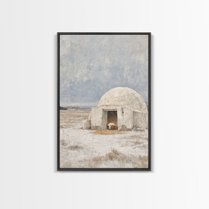 Humble Shelter Grace | Framed Canvas Print | Christian Art Canvas | Christmas Art Prints | Christian Wall Art | White Christmas Art | Chris