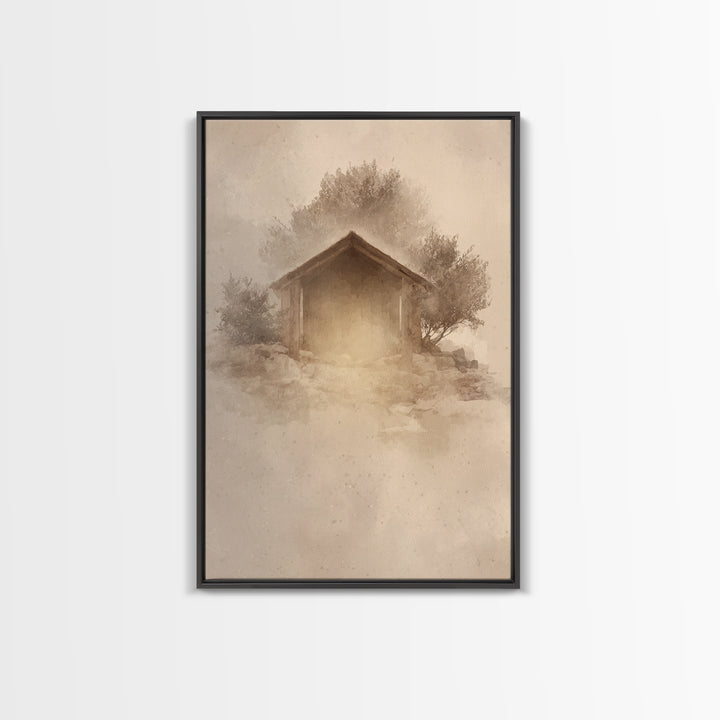 Holy Manger Glow, Framed Canvas Print, Framed Christmas Art, Christian Art Canvas, Christmas Wall Art, Christian Christmas Decor, Christian