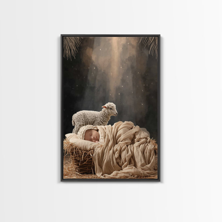 Heaven’s Little One, Framed Canvas Print, Jesus Christmas Art, Christian Art Canvas, Christian Decor For Home, Christian Art Painting, Chri