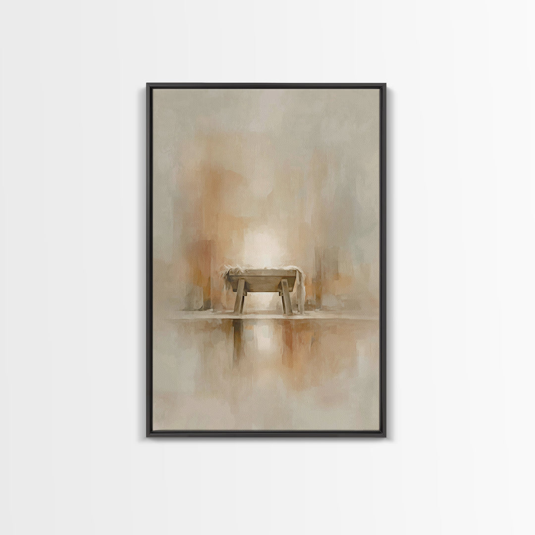 Humble Manger Light, Framed Canvas Print, Christmas Wall Art, Christian Christmas Art, Modern Christmas Art, Christmas Art Prints, Christia