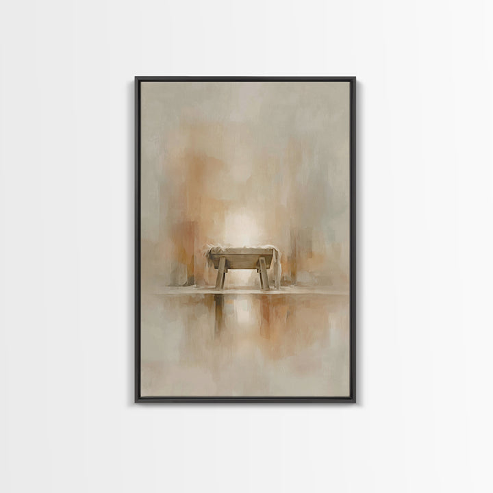 Humble Manger Light, Framed Canvas Print, Christmas Wall Art, Christian Christmas Art, Modern Christmas Art, Christmas Art Prints, Christia
