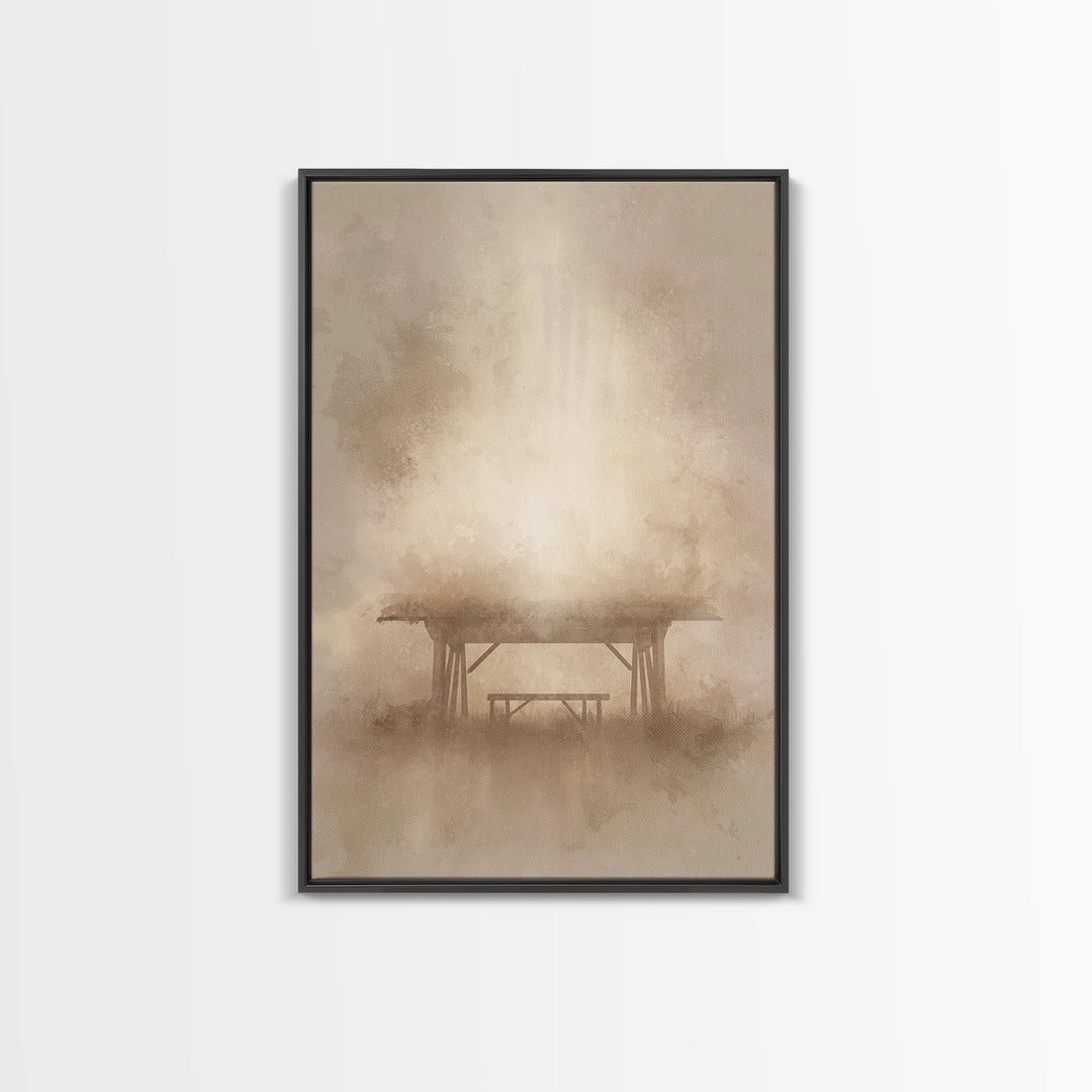 Holy Stable Promise, Framed Canvas Print, Christian Wall Art, Christmas Art Prints, Christian Christmas Art, Minimalist Christian Art, Chri