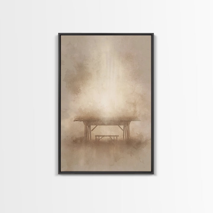 Holy Stable Promise, Framed Canvas Print, Christian Wall Art, Christmas Art Prints, Christian Christmas Art, Minimalist Christian Art, Chri