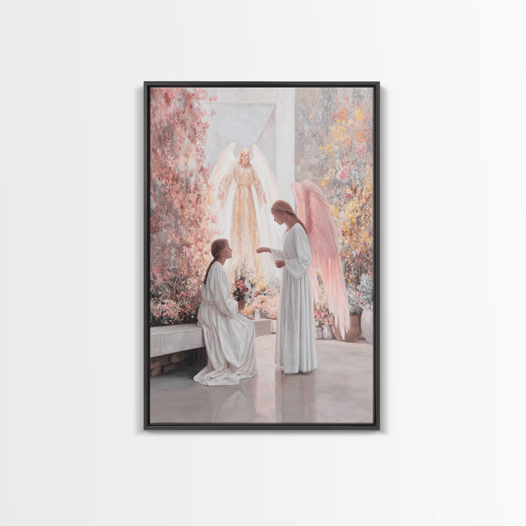 Gentle Angel Watch, Framed Canvas Print, Christian Wall Art, Christian Art Canvas, Christian Painting, Vintage Christian Art, Christian Dec