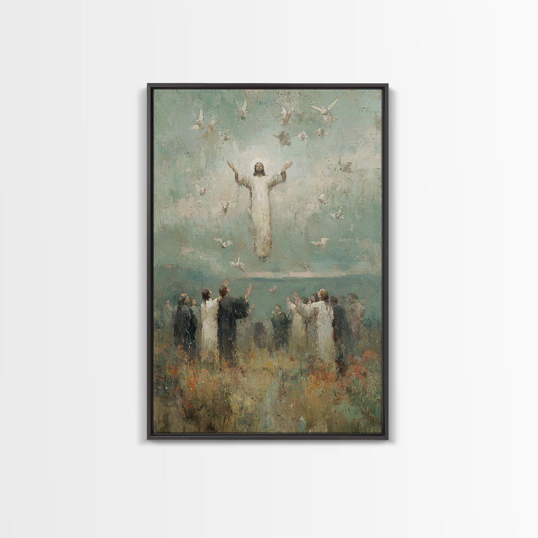 Ascension Light, Framed Canvas Print, Christian Art Canvas, Christian Wall Art, Jesus Painting, Modern Christian Painting, Christian Christ