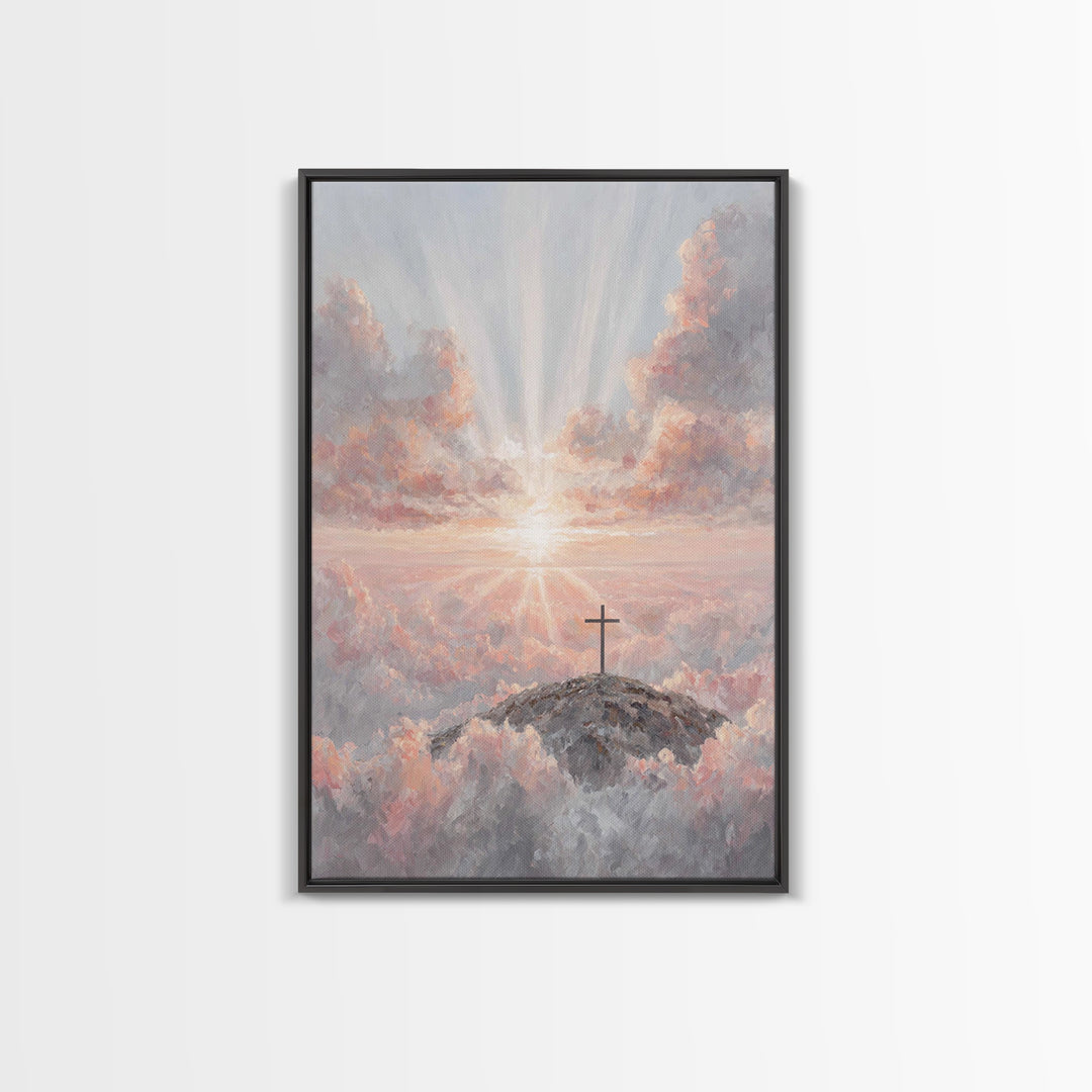 Dawn Of Salvation, Framed Canvas Print, Christian Wall Art, Christian Art Canvas, Modern Christian Art, Christian Paintings, Christian Deco