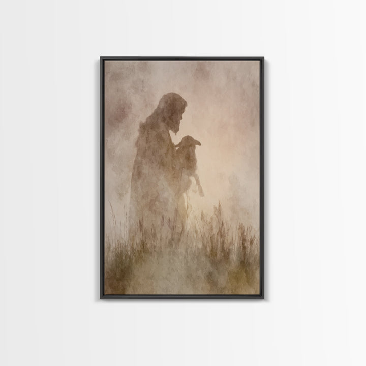 Shepherd Of Light, Framed Canvas Print, Christian Wall Art, Jesus Painting, Christian Art Canvas, Subtle Christian Art, Christian Decor For