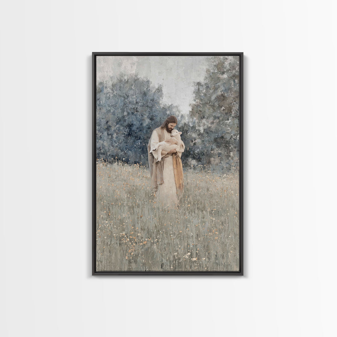 Lamb Of Grace | Framed Canvas Print | Jesus Painting | Christian Art Canvas | Christian Wall Art | Modern Christian Art | Christian Gift Id