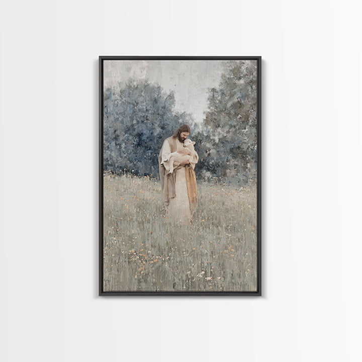 Lamb Of Grace | Framed Canvas Print | Jesus Painting | Christian Art Canvas | Christian Wall Art | Modern Christian Art | Christian Gift Id