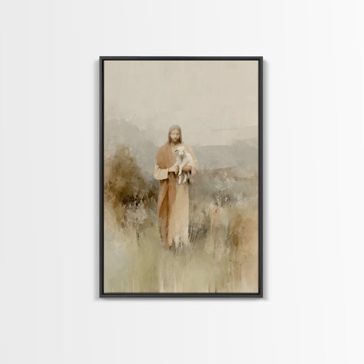 Shepherd’s Embrace, Framed Canvas Print, Christian Art Prints, Jesus Painting Canvas, Moody Christian Art, Christian Art Canvas, Christian