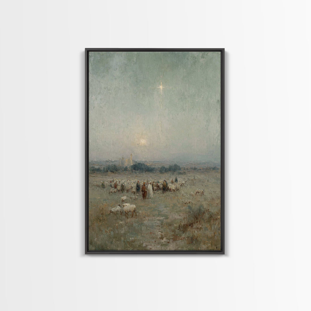 Star Of Bethlehem – Framed Canvas Print – Christian Wall Art – Christmas Art Prints – Christian Art Canvas – Vintage Christian Art – Christ