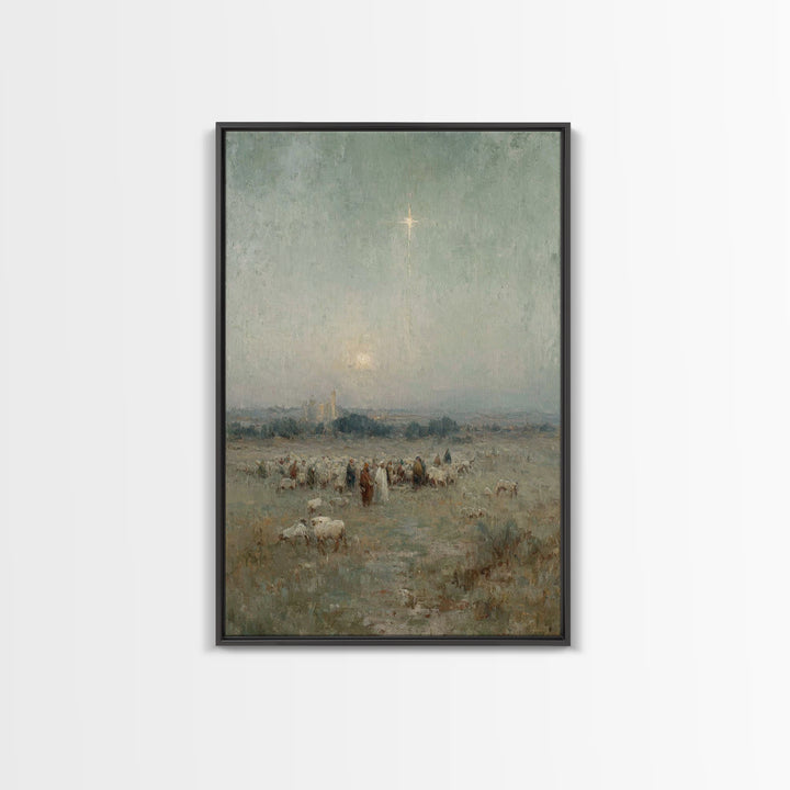 Star Of Bethlehem – Framed Canvas Print – Christian Wall Art – Christmas Art Prints – Christian Art Canvas – Vintage Christian Art – Christ
