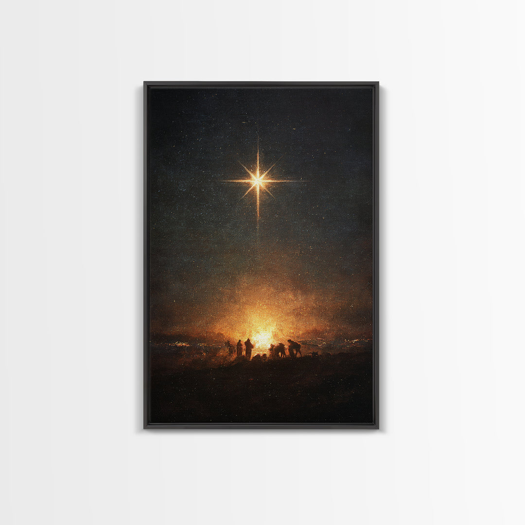 Night Of Wonder, Framed Canvas Print, Christian Christmas Art, Christian Wall Art, Christmas Canvas Wall Art, Moody Christmas Art, Christia