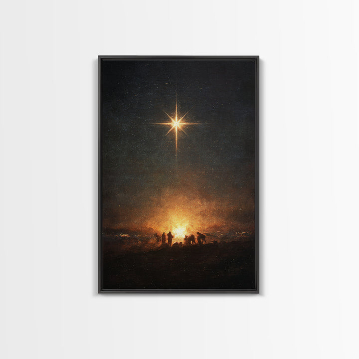 Night Of Wonder, Framed Canvas Print, Christian Christmas Art, Christian Wall Art, Christmas Canvas Wall Art, Moody Christmas Art, Christia