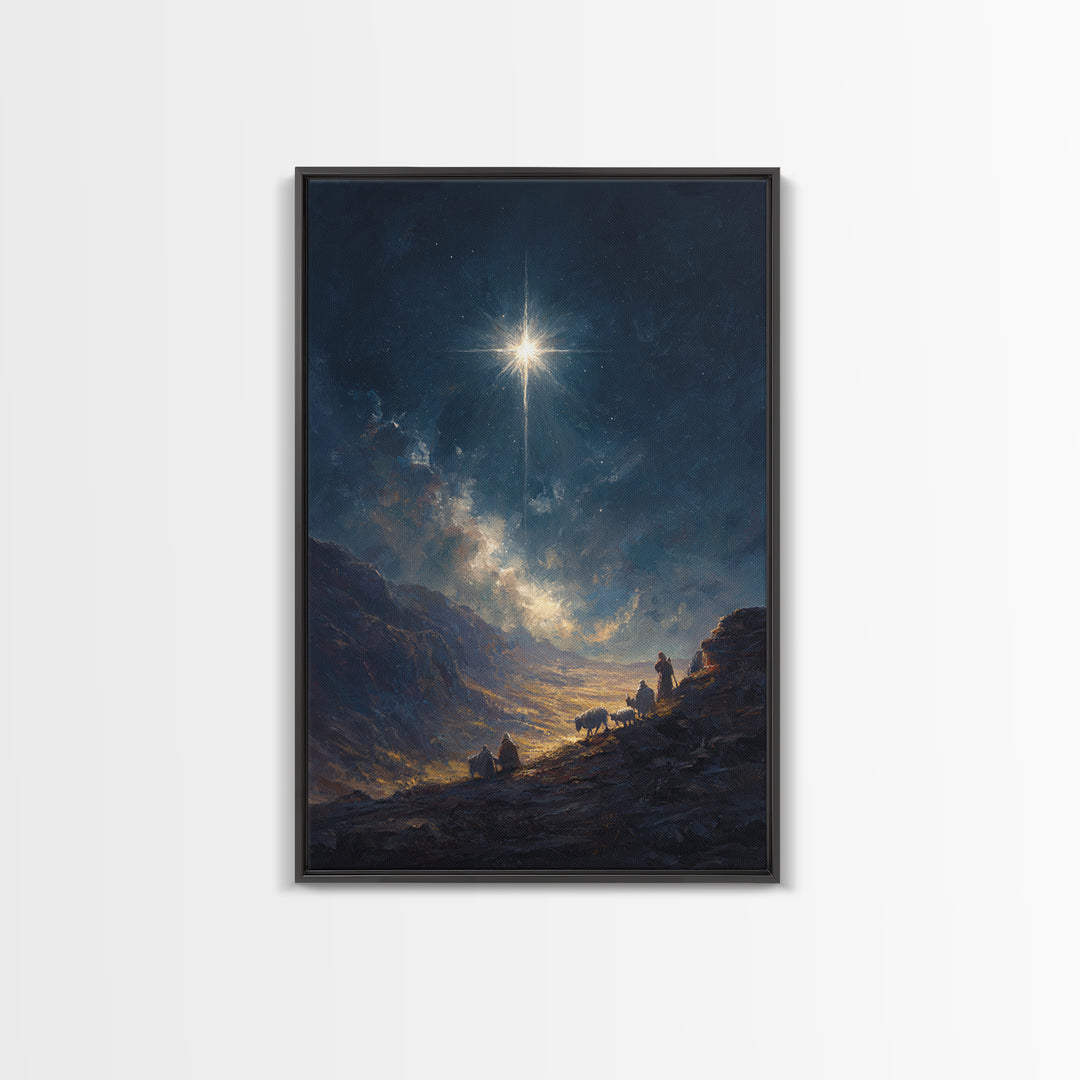 Starry Path – Framed Canvas Print – Christian Christmas Art – Christian Art Canvas – Christmas Wall Art – Modern Christian Art – Christian