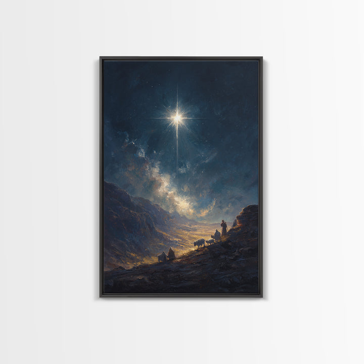 Starry Path – Framed Canvas Print – Christian Christmas Art – Christian Art Canvas – Christmas Wall Art – Modern Christian Art – Christian